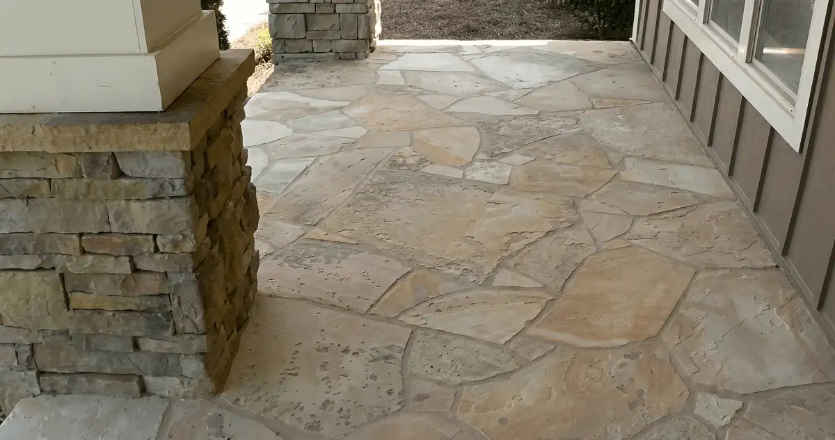 House entrance with professionally installed stone flooring in Manchester NH